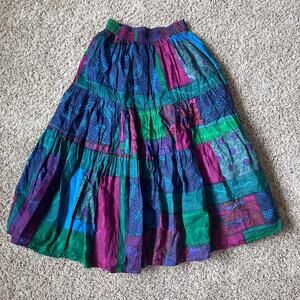 Colorful tiered maxi skirt